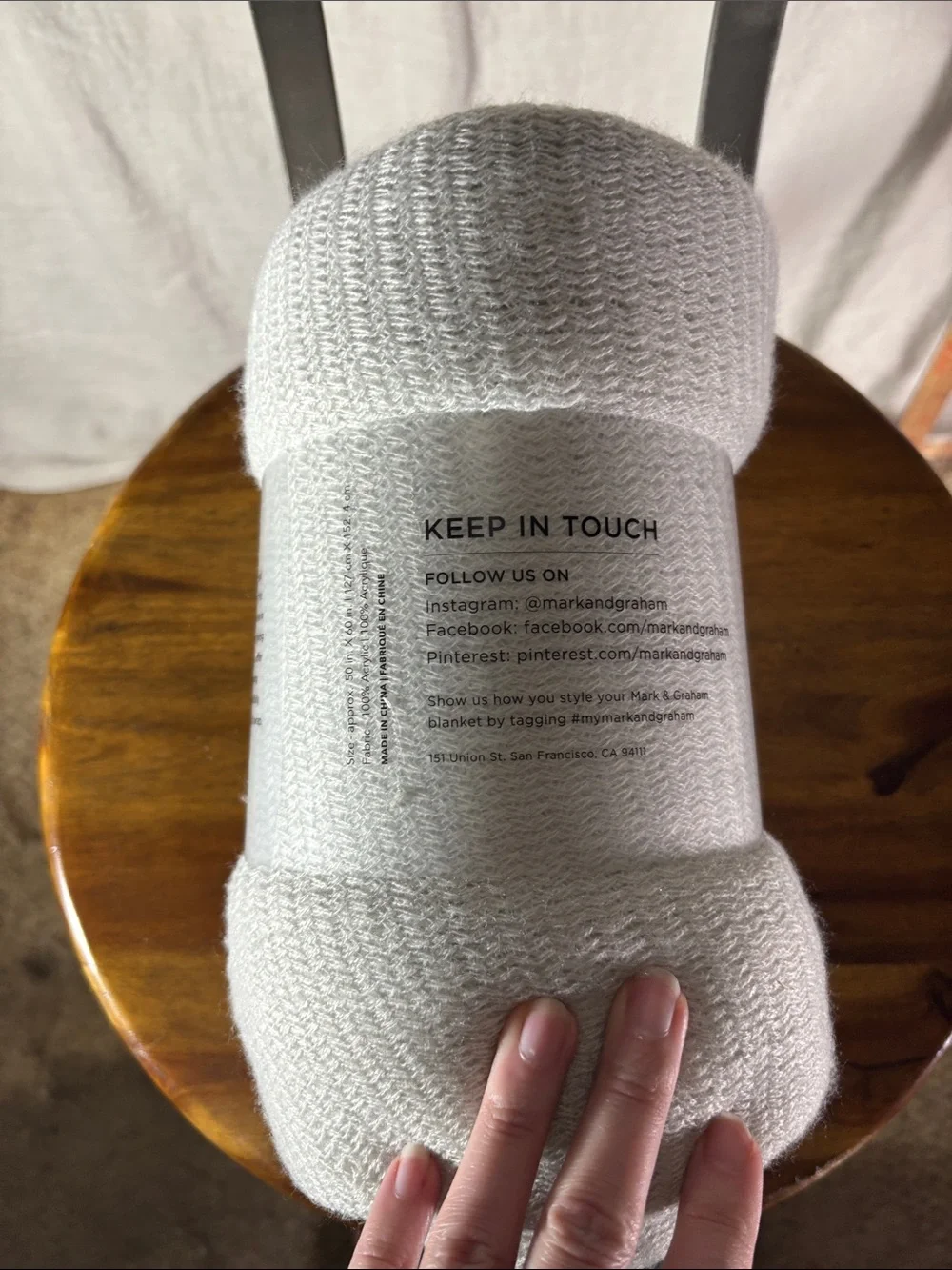 Mark & Graham Cream Knit Throw Blanket
